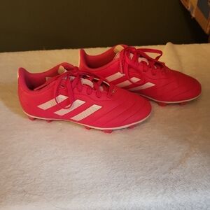 Adidas Bright Red Soccer Shoes with White Stripes